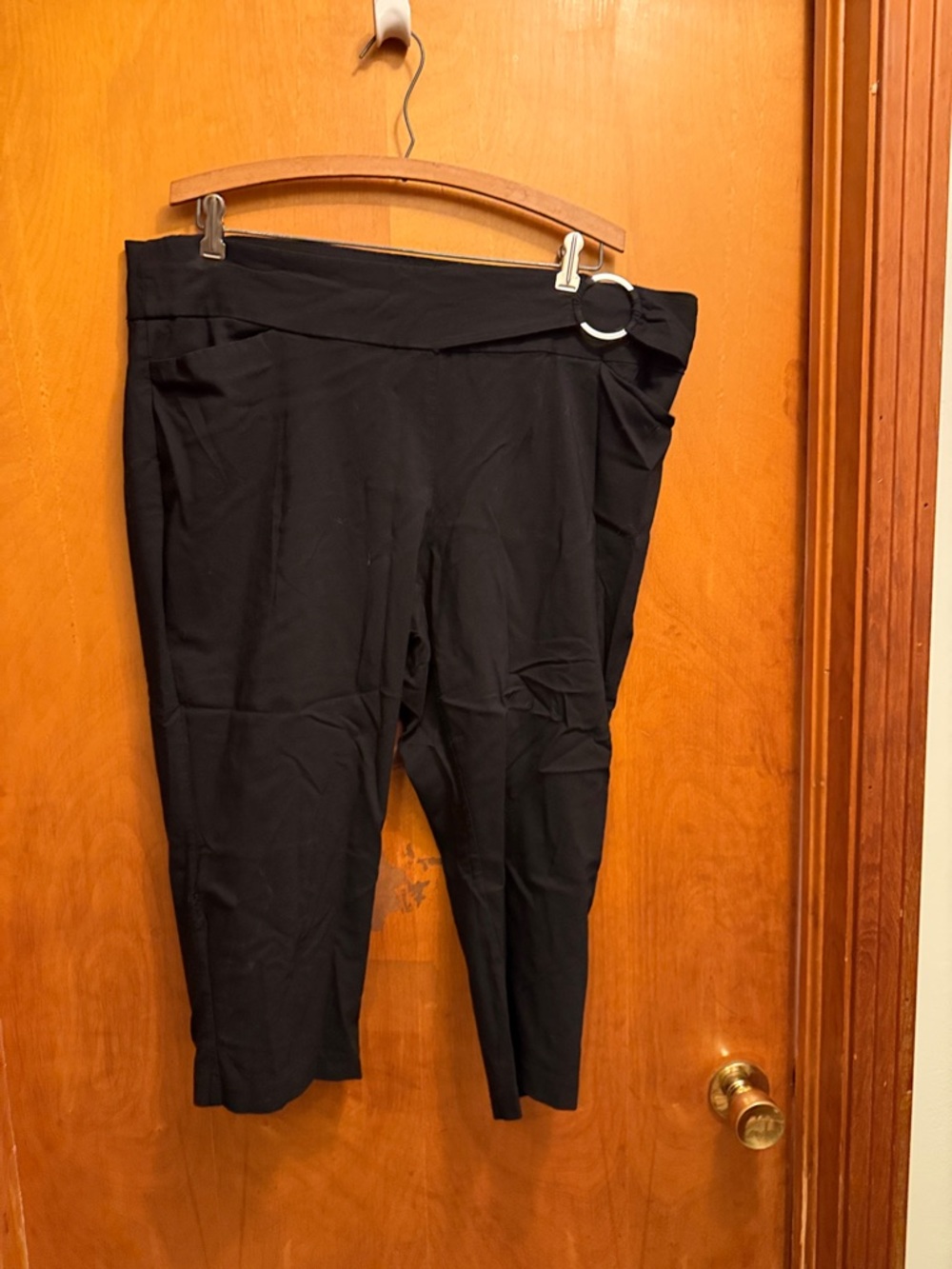 Maurices Black Cropped Pants with Ring Detail